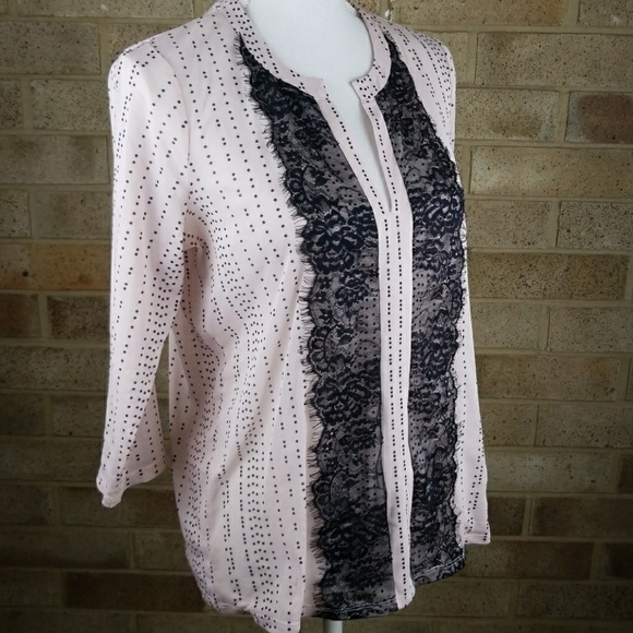 The Limited Tops - THE LIMITED Pink Black Lace Blouse Medium